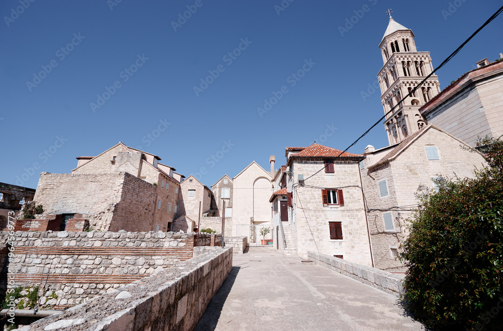 Poster the street of split town at croatia.