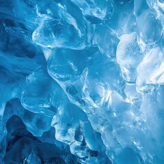 Obraz premium Close-up of the intricate ice formations in the Crystal Ice Cave, with delicate patterns and shades of blue