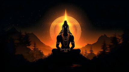 A silhouette of a meditative figure against a glowing backdrop, symbolizing spirituality.