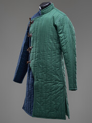 Historical fashion. Medieval knight cloth. Padded jacket gambeson.