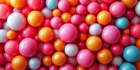 Obraz premium A colorful collection of plastic balls in various sizes, creating a vibrant and playful scene.