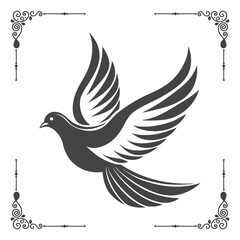 A Dove in flight, featuring clean lines and graceful motion vector illustration.