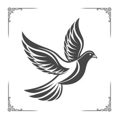 A Dove in flight, featuring clean lines and graceful motion vector illustration.