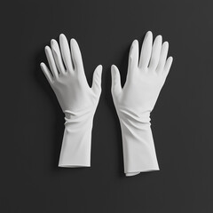 Obraz premium White Thin Gloves Blank Mockup Fashion Design Black Background Isolated Glove
