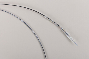 Heart Stent angioplasty. Stent and catheter for implantation into blood vessels with an empty and...