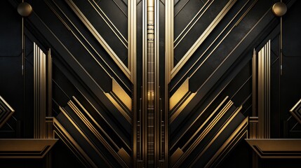 Obraz premium A sleek and modern geometric design featuring sharp angles and metallic textures in gold and black.
