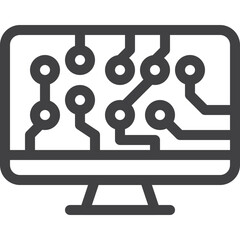 Simple vector ai computer line outline icon on white background