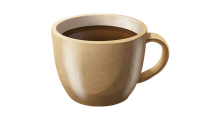 Isolated cup filled with dark coffee, perfect for a morning caffeine fix