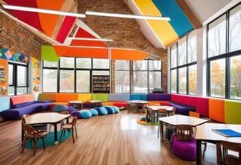 vibrant classroom setup featuring engaging learning materials interactive elements enhanced educational experience, environment, design, colors, furniture