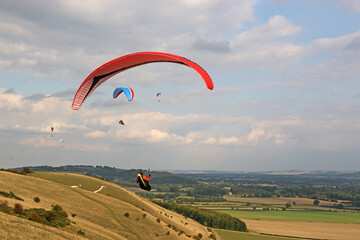 Paragliders at Golden Ball in Wiltshire