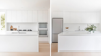 Modern minimalist white kitchenafter renovation 