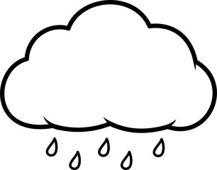 Black Cloud with rain icon isolated on white background. Rain cloud precipitation with rain drops.