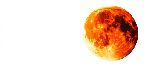 Harvest moon clipart, full moon visible, fall element, watercolor illustration, sharp lines, full orange moon, isolated on white background