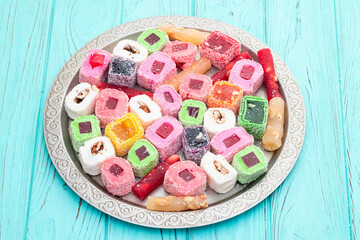 Turkish delight candy . Rahat lokum photography