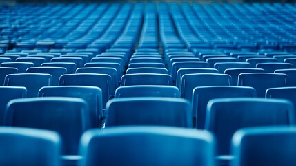 Obraz premium Rows of Empty Blue Stadium Seats