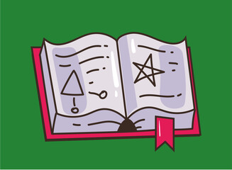 Magic book stock pile open simple line style isolated concept