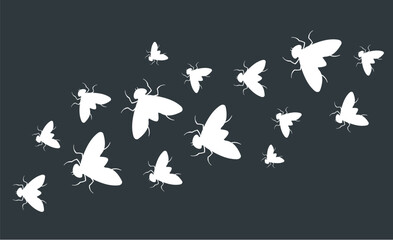 Insects flies mosquitoes shadow silhouette banner simple style isolated concept