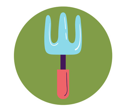 blue garden fork on green circle clip art preview