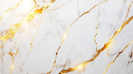 Obraz premium White Marble with Gold Veins
