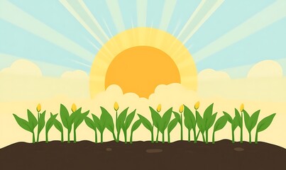 green grass and sun rays cartoon art