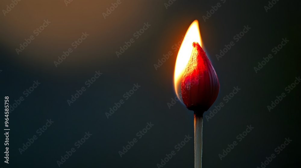 Wall mural phosphorus match: a close-up of a lit match head, with the red phosphorus igniting and a small flame