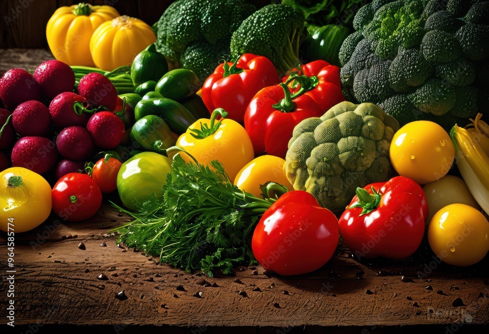 Canvas Prints vibrant seasonal farm fresh vegetables displayed natural surface colorful variety textural contrast, basket, culinary, delicious, earthy, edible, freshness