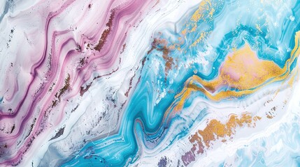 A captivating texture of marble forms a colorful background. The marble shows unique patterns and swirls, with a variety of colors blending together. This background has a rich and luxurious feel, wit