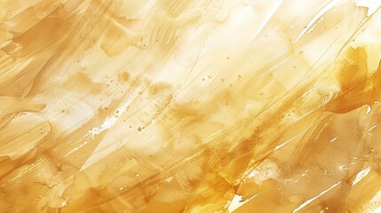 A magnificent texture of a golden watercolor forms a captivating background. The golden hue shimmers and glows, creating a luxurious and warm feel. The texture is rich and unique, with the watercolor 