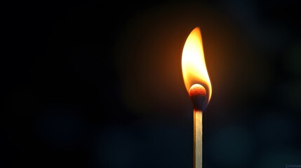 Phosphorus Match: A close-up of a lit match head, with the red phosphorus igniting and a small flame, set against a dark background.
