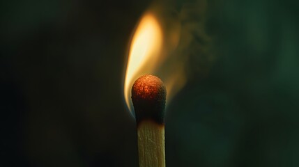Phosphorus Match: A close-up of a lit match head, with the red phosphorus igniting and a small flame, set against a dark background.
