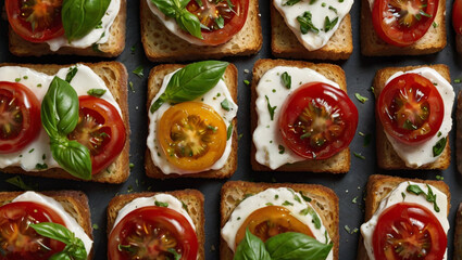 Baked caprese with melted mozzarella cheese and fresh tomatoes.
