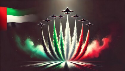 UAE national day celebration background with jets.