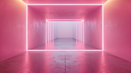 Vibrant Neon Lit Tunnel for E-Sport Event Background with Futuristic Design and Modern Aesthetic