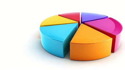 Obraz premium Colorful 3D Pie Chart on White Background for Business and Financial Presentations