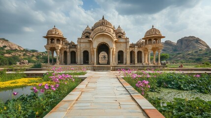 Obraz premium The grandeur of the Lotus Mahal in Hampi, with its intricate architecture and serene surroundings.