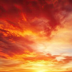 A vibrant sunset with rich red and orange hues illuminating the sky, creating a breathtaking and serene atmosphere.