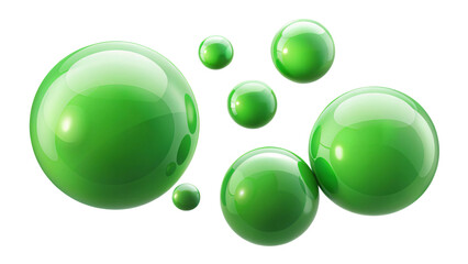 group of green bubbles on white background	
