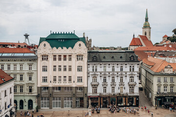 Obraz premium Bratislava, Slovakia - August 7, 2024: Hlavne namestie (literally 