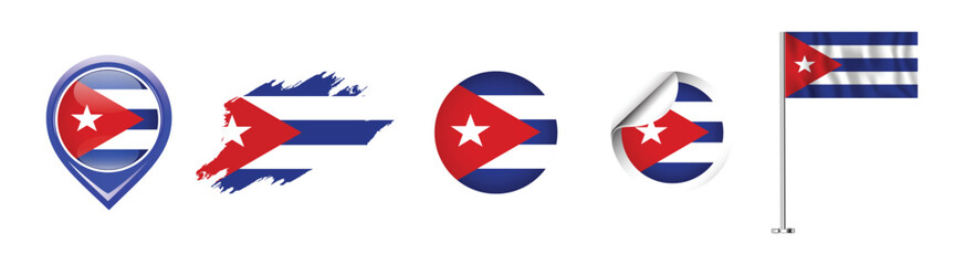 Collection of various Cuba flags.