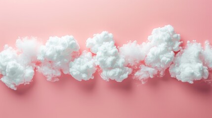 Fototapeta premium Frame Border Background of Cloud Computing Concept with Fluffy White Clouds on Pink Backdrop