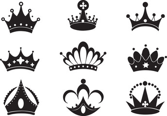 Crown Versatile Black Silhouette Vector Series