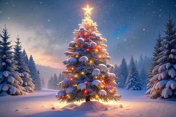 christmas tree in the snow