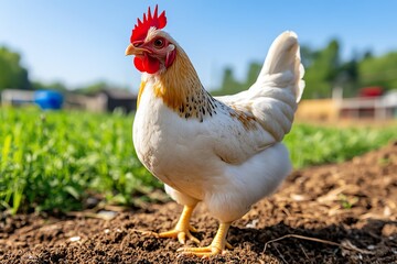 Fototapeta premium Poultry farm, backyard coops, raising chickens at home inspires families to raise their own chickens and enjoy fresh eggs daily