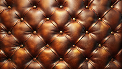 Close-up view of tufted leather upholstery with rich textures and warm tones