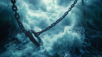 Stormy Ocean with Heavy Chains Symbolizing Risk Management and Mitigation in Turbulent Times