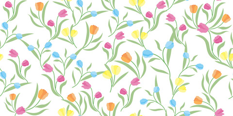 Tulips pattern, seamless pattern vector illustration background