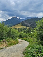 mountain road in the Tatra mountains before storm