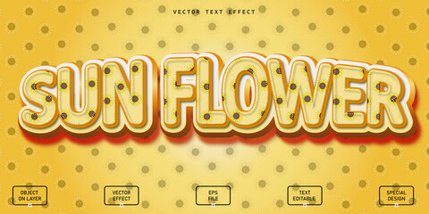 sun flower 3d text effect editable text
