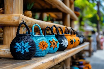 Souvenirs, woven baskets, traditional craftsmanship reflect the skills of local weavers, blending functionality and cultural heritage