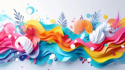 Obraz premium Vibrant Abstract Paper Art Collage with Colorful Layers and Shapes for Creative and Artistic Design Projects